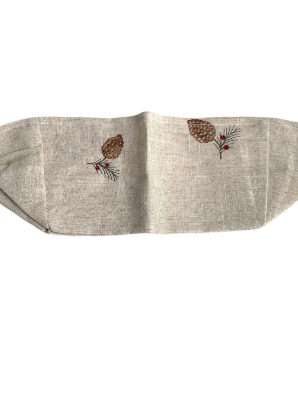 Signature Homestyles caddy basket liner pinecone print linen blend pinecones